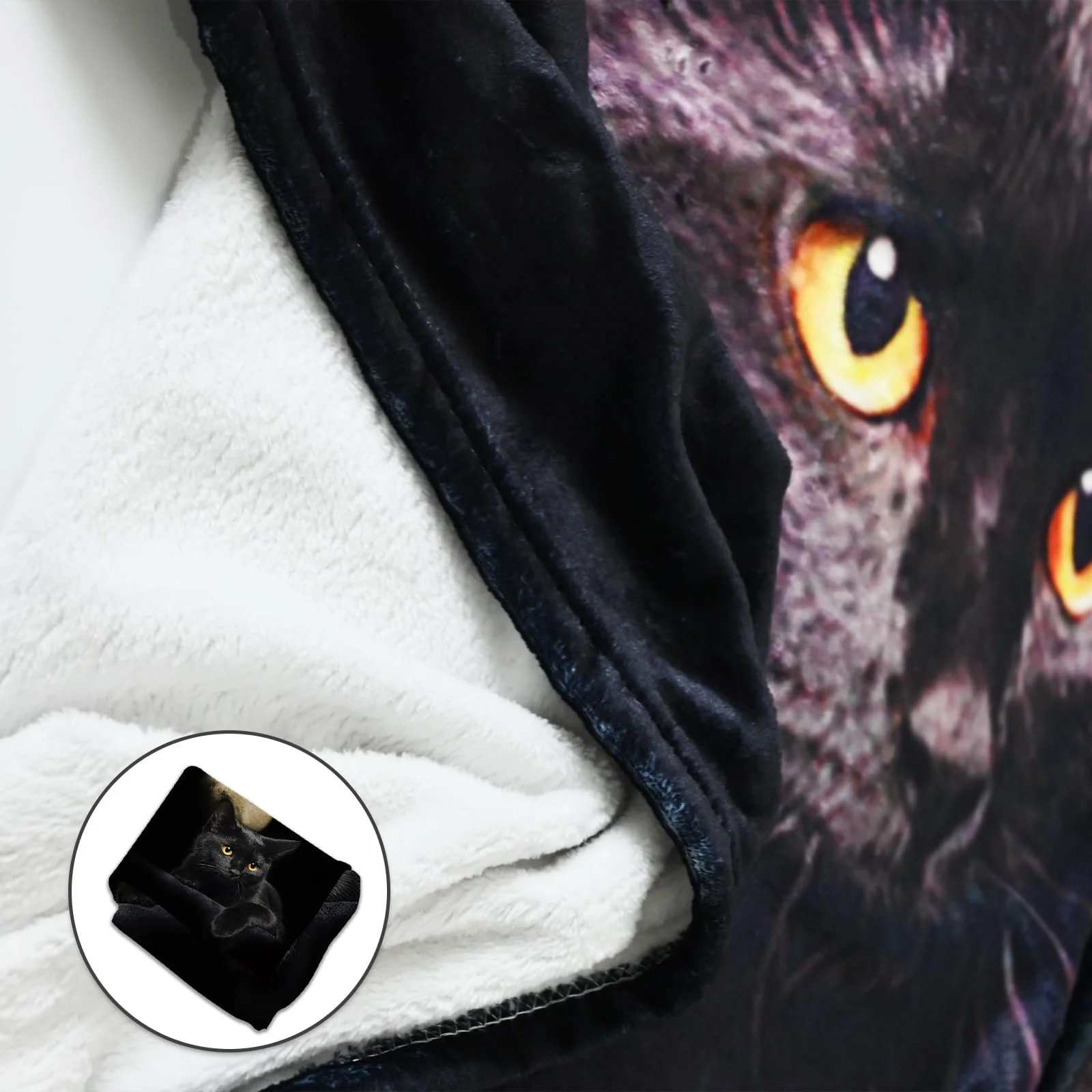Одеяло Cuddly с кошачьим мотивом 130 x 150 см, диванное одеяло с животным мотивом, мягкое теплое флисовое одеяло для взрослых, теплые одеяла для осени и зимы (C, 130 x 150 см), фото №5