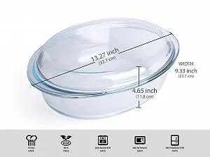 Форма для запекания 3,4 л овальная из закаленного стекла с крышкой для духовки и морозильной камеры synthetic.ua - Фото 1