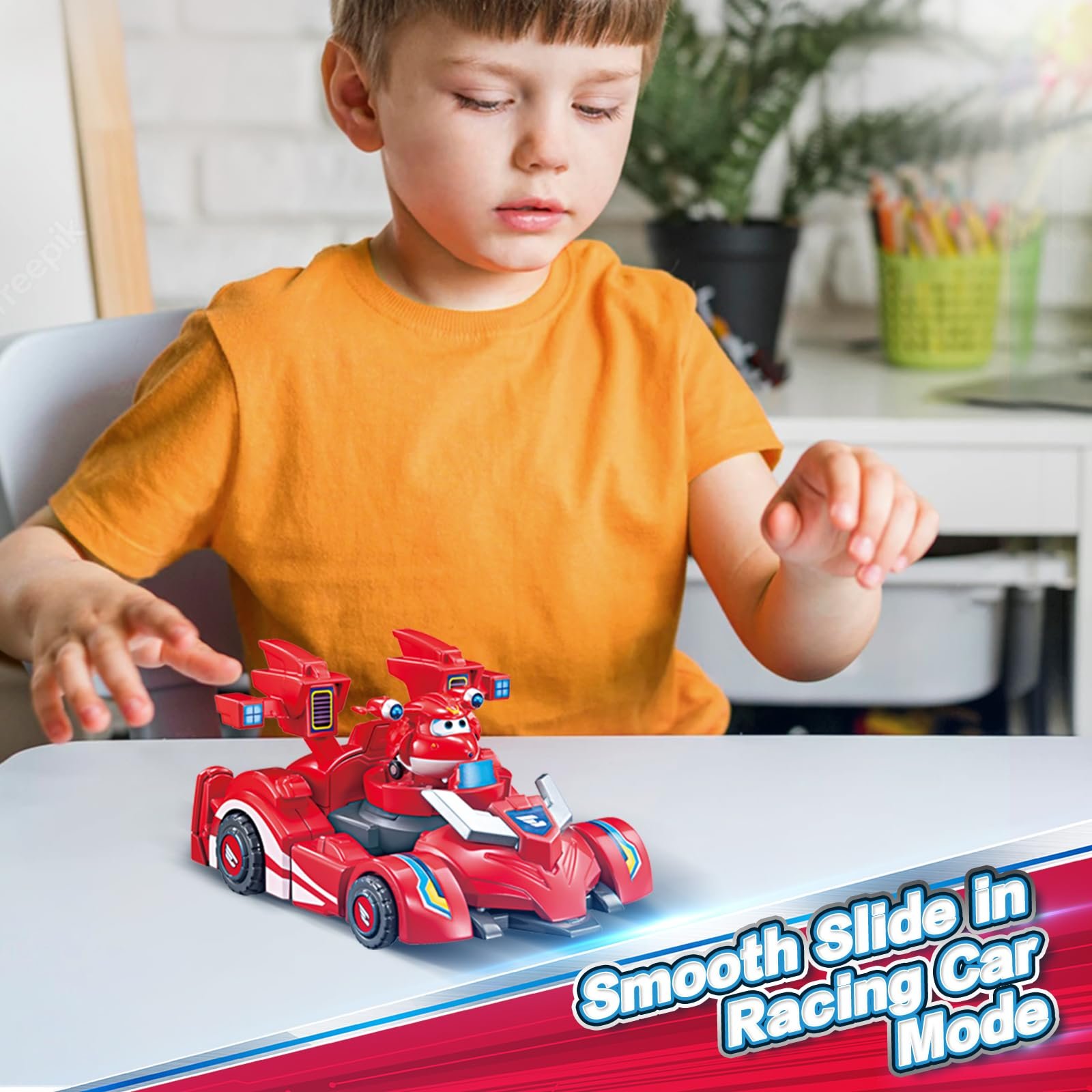 Фигурка-трансформер Super Wings Jett Super Robot Suit, 18 см, красный, фото №6