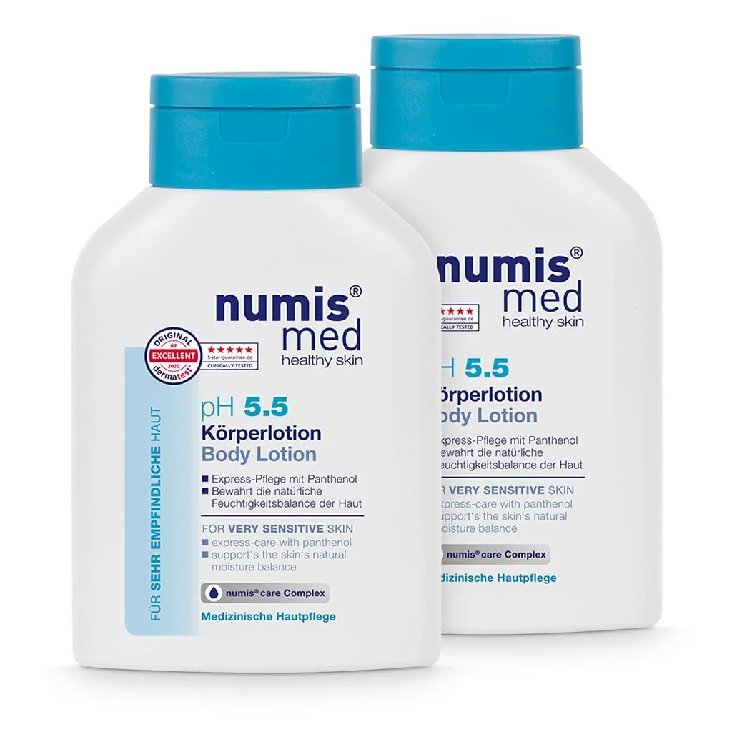Лосьйон для тіла numis med pH 5.5, 2 шт. Заспокійливий лосьйон для дуже чутливої та чутливої шкіри, 2 x 200 мл, фото №1