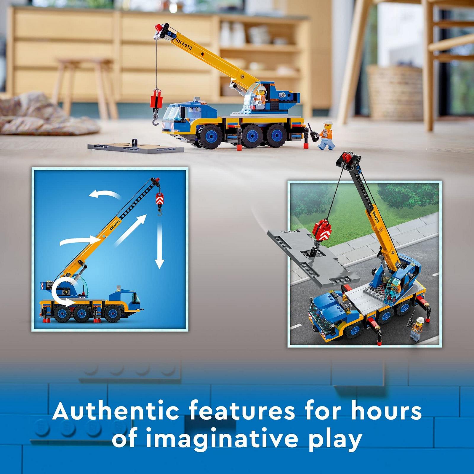 Конструктор LEGO City Mobile Crane 60324 Іграшковий будівельний автомобіль з робочою стрілою, опорами і систеомою лебідки, фото №3 Конструктор LEGO City Mobile Crane 60324 Іграшковий будівельний автомобіль з робочою стрілою, опорами і систеомою лебідки, фото №3