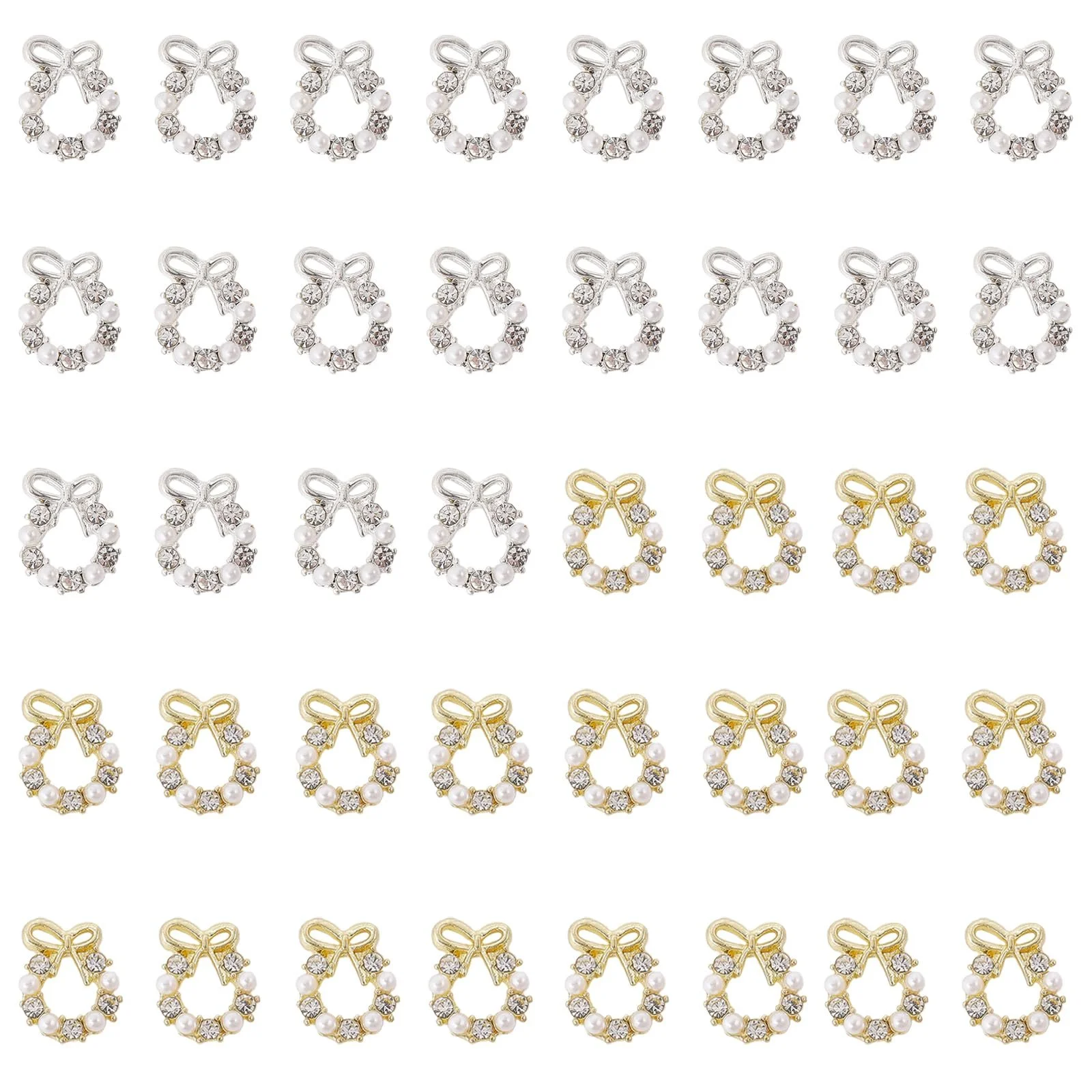 Украшения для ногтей Венок CHGCRAFT Рождественский 3D 9.5 мм x 12 мм, 40 шт, 2 цвета, фото №8