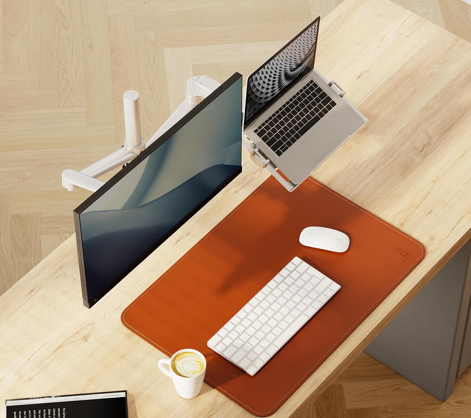 Держатель 2-в-1 для ноутбука и монитора Alberenz с газовой пружиной, регулируемый двойной кронштейн для ноутбуков 12-17 дюймов и мониторов 17-32 дюйма, серебристый, фото №7 Держатель 2-в-1 для ноутбука и монитора Alberenz с газовой пружиной, регулируемый двойной кронштейн для ноутбуков 12-17 дюймов и мониторов 17-32 дюйма, серебристый, фото №7