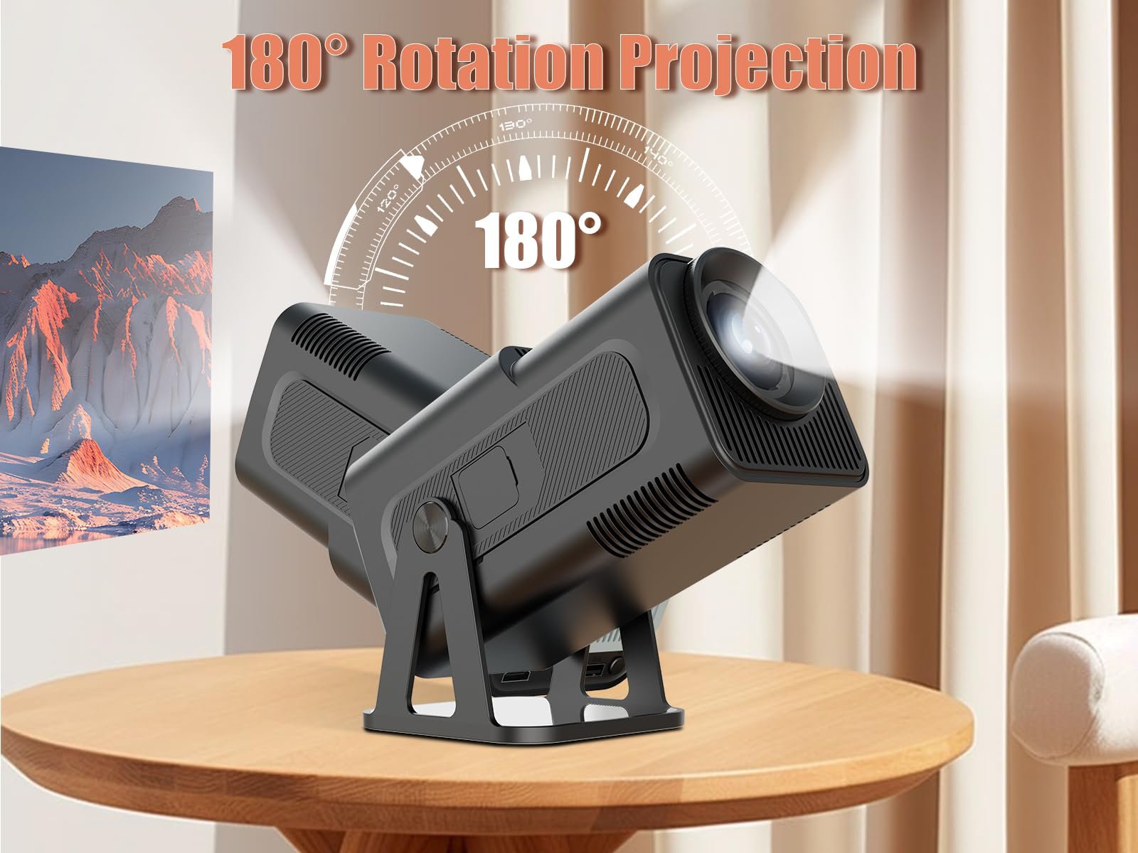 Мини-проектор Android 13 Smart Projector 4K Official Netflix, 320 ANSI, с WiFi и Bluetooth, ChatGPT голосовой помощник, портативный проектор для домашнего кинотеатра, для мобильных телефонов, фото №3