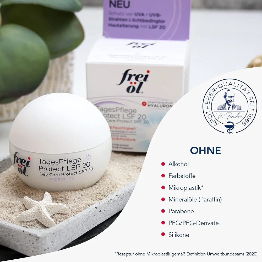 Денний крем frei öl Hydrolipid Day Care Protect SPF 20 зволожувальний з гіалуроновою кислотою 50 мл, фото №5 Денний крем frei öl Hydrolipid Day Care Protect SPF 20 зволожувальний з гіалуроновою кислотою 50 мл, фото №5