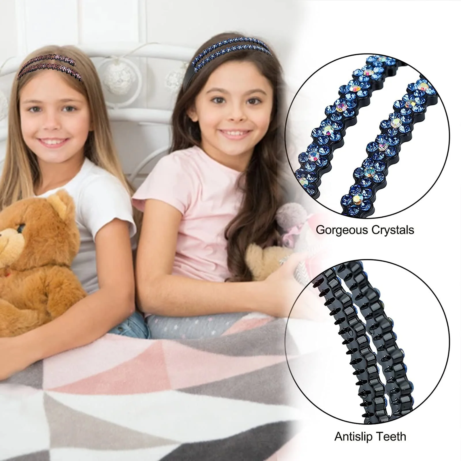 Обруч для волосся Модний, Набір з 4-х, зі стразами, фото №4