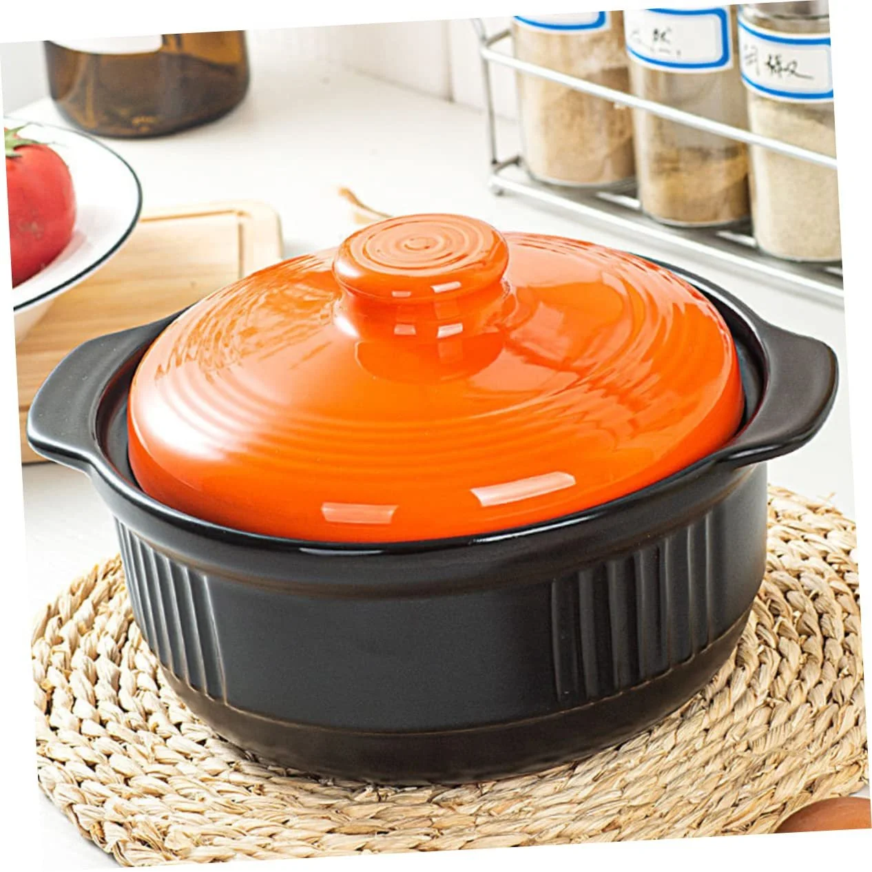 Каструля Amosfun Керамічна антипригарна з кришкою Мала для супів та тушкування, фото №8