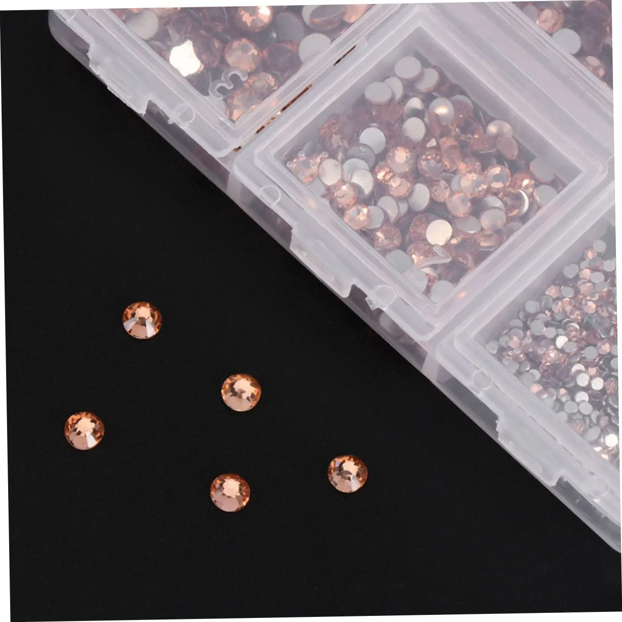 Блестки для ногтей COHEALI 1 коробка Наклейки Бриллианты Стразы Стеклянные драгоценные камни для макияжа лица Стразы для макияжа Кристалл Розовое золото Наклейки для мобильных телефонов, фото №5