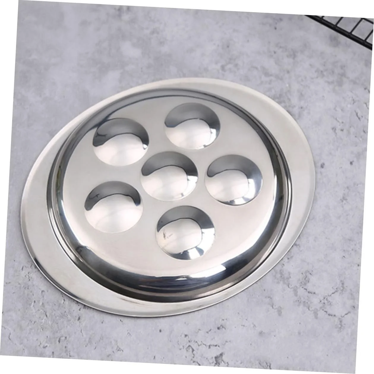 Набор тарелок для улиток Veemoon 2 шт. нержавеющая сталь для запекания яиц термостойкие Сребристый, фото №6