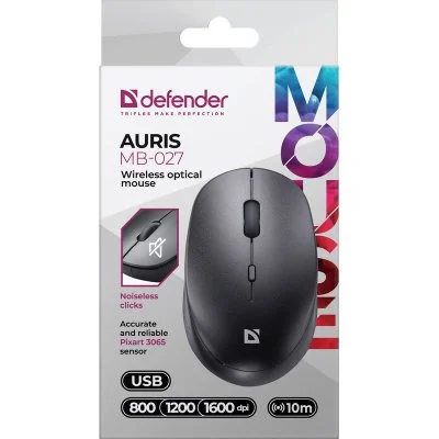 Мышка Defender Auris MB-027 Silent Wireless Black (52027), фото №6 Мышка Defender Auris MB-027 Silent Wireless Black (52027), фото №6