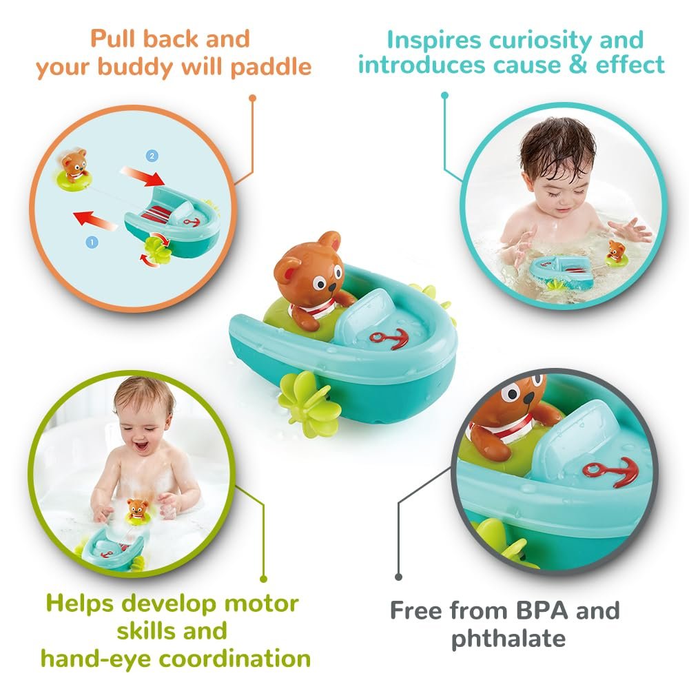 Надувний човен Hape з мотором, що відтягується Іграшка для ванни, фото №3