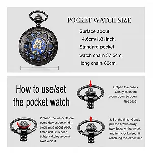 Карманные часы MICGIGI Унисекс с цепочкой, аналоговые, с ручным заводом, цифры, ретро, полые, механические, винтажные synthetic.ua - Фото 1