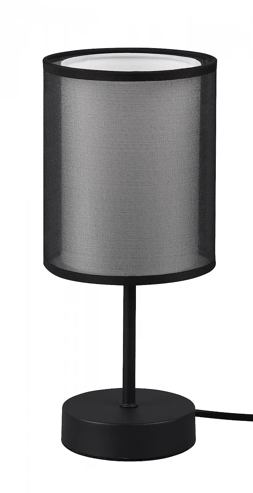 Настільна лампа Trio Leuchten Burton 511400132 Метал Тканинний абажур E14 Матовий чорний/Білий, фото №1