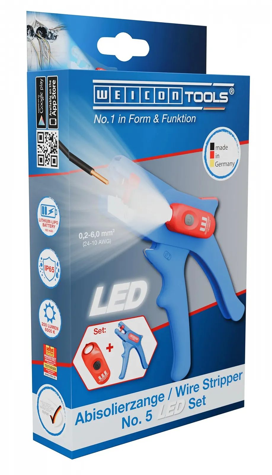 Стриппер WEICON No. 5 LED Set 0.2-6 мм² с 3 уровнями яркости для темных зон, фото №1