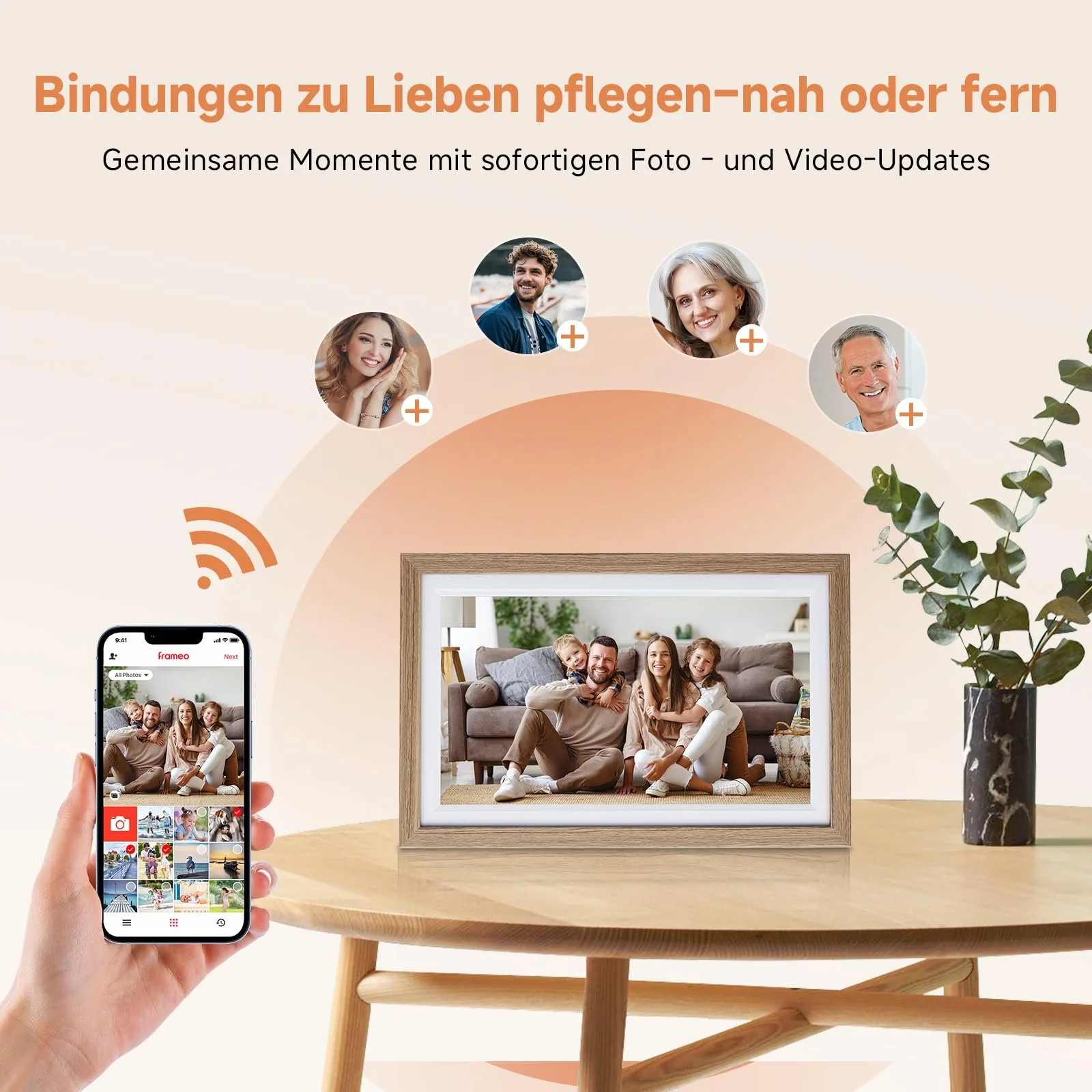 Цифровая фоторамка Rollei Smart Frame WiFi 152 15.6 дюйма Frameo 1920 x 1080 IPS Touchscreen 32 GB Wood Effect Oak, фото №5
