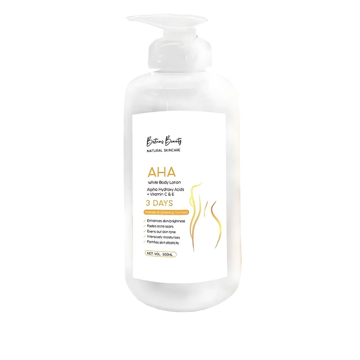 Лосьйон для тіла AHA White з альфа-гідроксикислотами, вітамінами C та E, інтенсивна формула для гладкої та зволоженої шкіри, 500 мл, фото №1