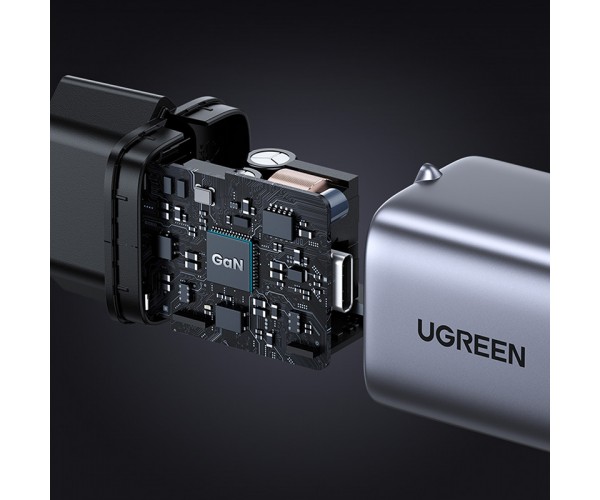 Зарядний пристрій 1xUSB 30W Gan Type-C PD Nexode Mini Сірий CD319 Ugreen, фото №6