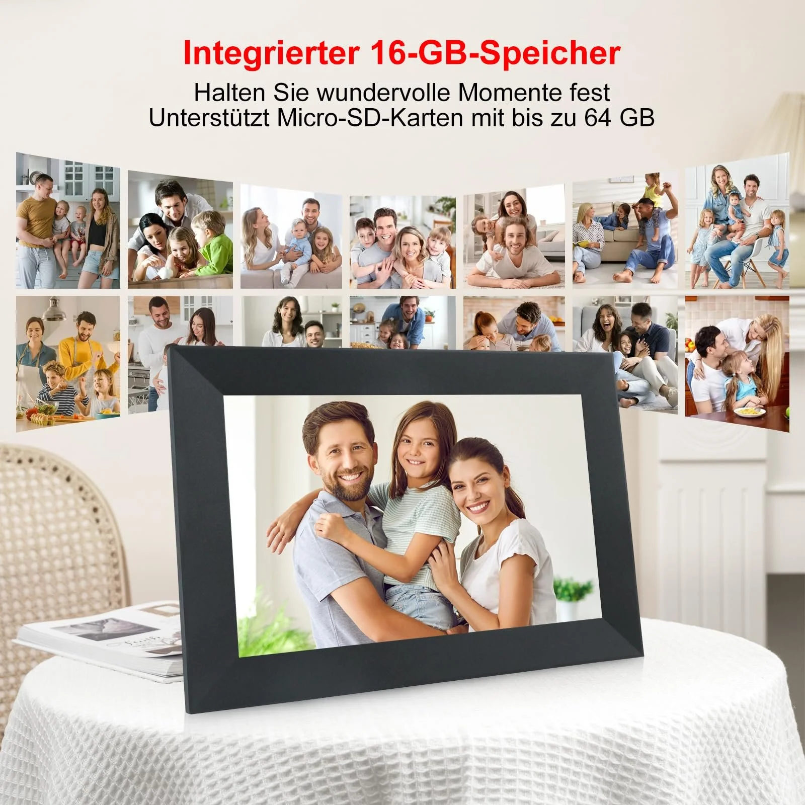 Цифровая фоторамка Frameo WiFi 10.1" 1920 x 1200 HD IPS Touchscreen 16 GB Черный, фото №7