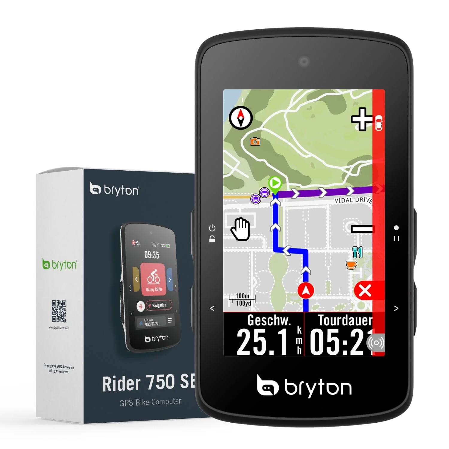 Велокомпьютер Bryton Rider 750SE 2.8 дюйма Цветной сенсорный LCD GPS Автономные карты EU Черный, фото №1