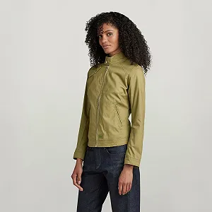 Жіноча куртка G‑Star Biker Jacket Compact Bitt Canvas Smoke Olive - M synthetic.ua - Фото 1