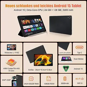 Планшет 10.1” Aumi C109 (4+20)/128Gb 8 ядер Android 15 Чорний synthetic.ua - Фото 1