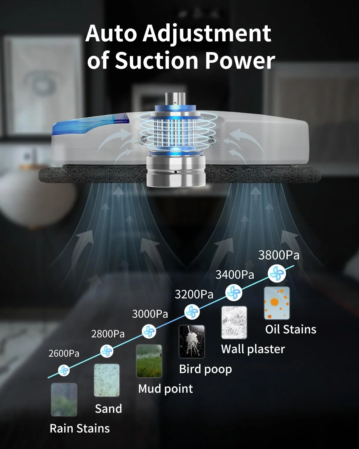 Робот для миття вікон Fmart T10 з автоматичною двосторонньою системою розпилення, потрійною системою безпеки, інтелектуальною навігацією, дистанційним керуванням, для всіх гладких поверхонь, з 10 серветками, фото №5 Робот для миття вікон Fmart T10 з автоматичною двосторонньою системою розпилення, потрійною системою безпеки, інтелектуальною навігацією, дистанційним керуванням, для всіх гладких поверхонь, з 10 серветками, фото №5
