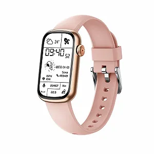 Смарт-часы для женщин, сенсорный экран 3,7 см (1,44 дюйма), IP68 водонепроницаемый Смарт-часы, монитор сердечного ритма и артериального давления, розовый - Фото 1