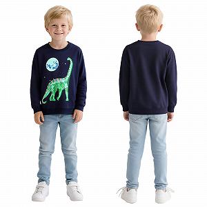 Свитшот Hoseay для мальчиков, светящийся в темноте, хлопковый пуловер, детская толстовка с динозавром, рубашка с длинными рукавами, мягкая активная одежда, уличная одежда, верхняя одежда на Хэллоуин, 2-7 лет, размер 92-122 synthetic.ua - Фото 1