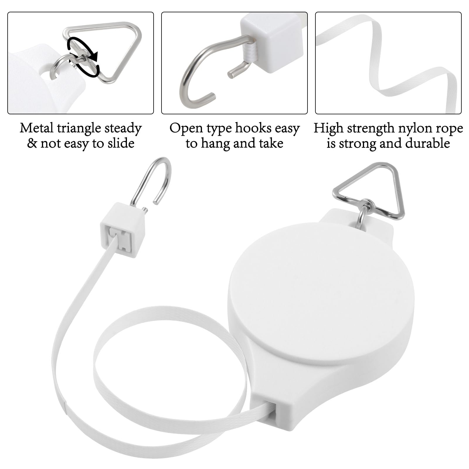Висувний гачок для кашпо Gueenky з тросовим механізмом 4 шт Білий, фото №3