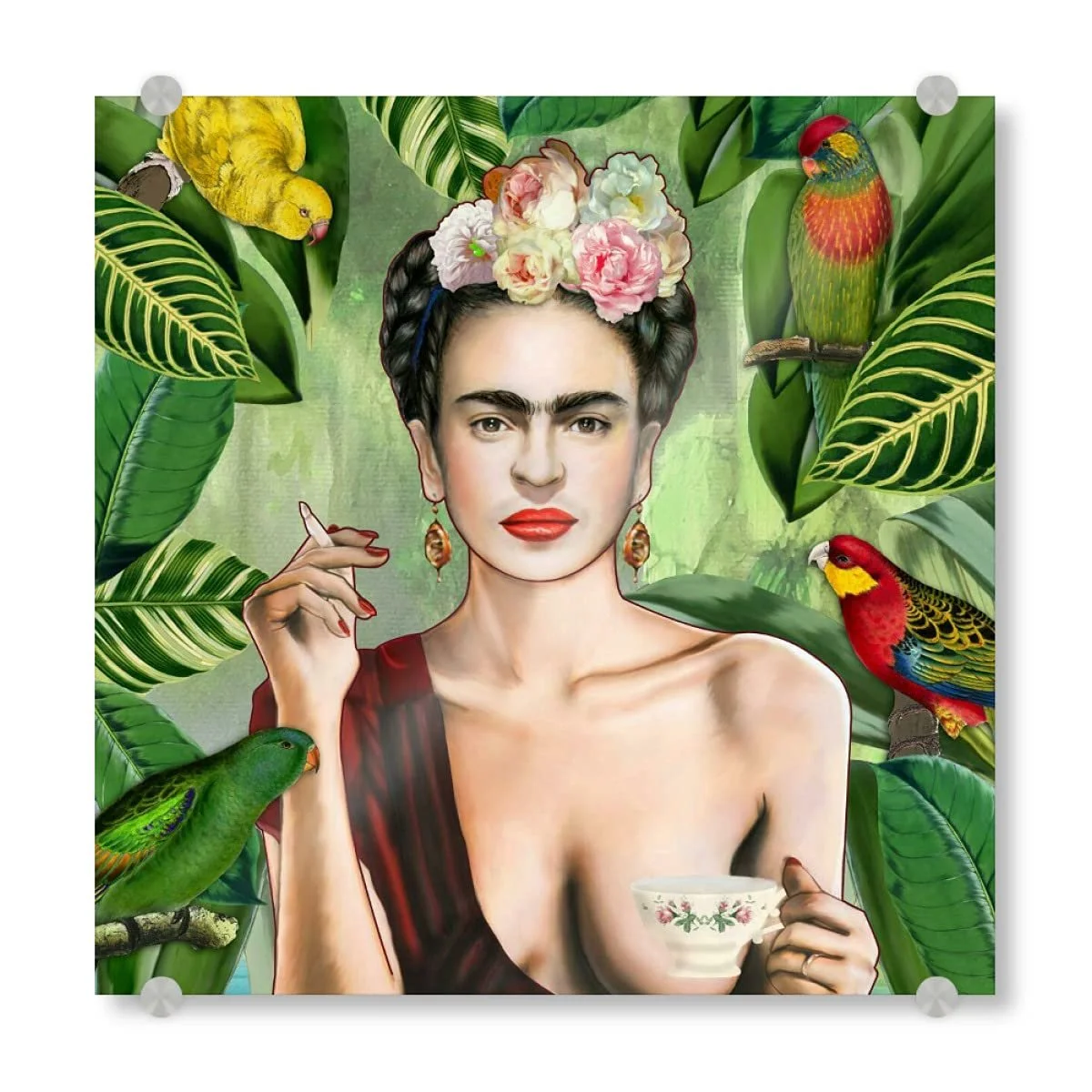 Картина на акриловому склі artboxONE Nature Frida Kahlo Con Amigos 30 x 30 см, фото №1