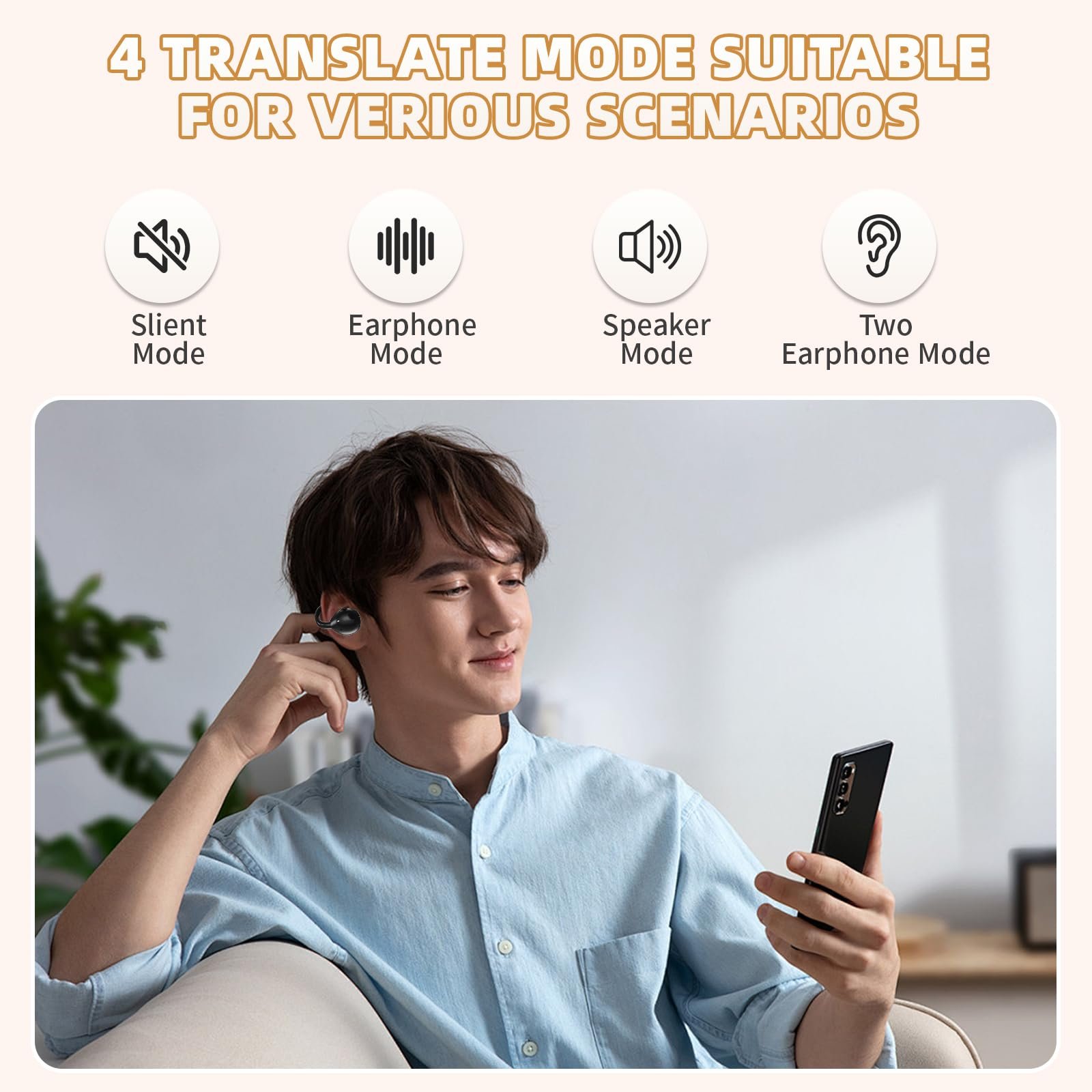 Навушники для перекладу OBEST AI, в реальному часі з підтримкою 144 мов, Bluetooth 5.4, шумопоглинаючі, фото №3 Навушники для перекладу OBEST AI, в реальному часі з підтримкою 144 мов, Bluetooth 5.4, шумопоглинаючі, фото №3