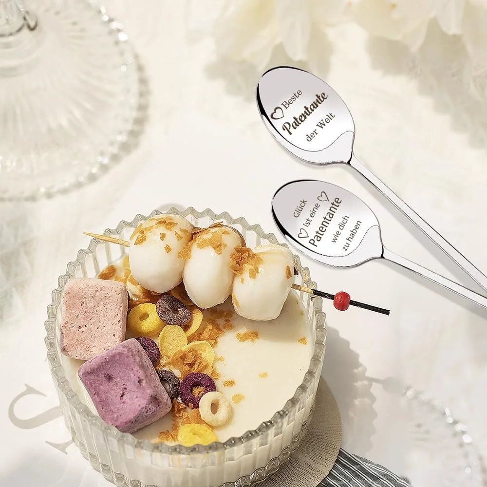 Ложка Кавова з гравіюванням Найкраща Хрещена в світі, 2 шт, фото №3