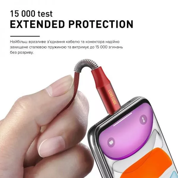 Кабель Luxe Cube Armored USB-Lightning 1м красный 8886668686099, фото №4