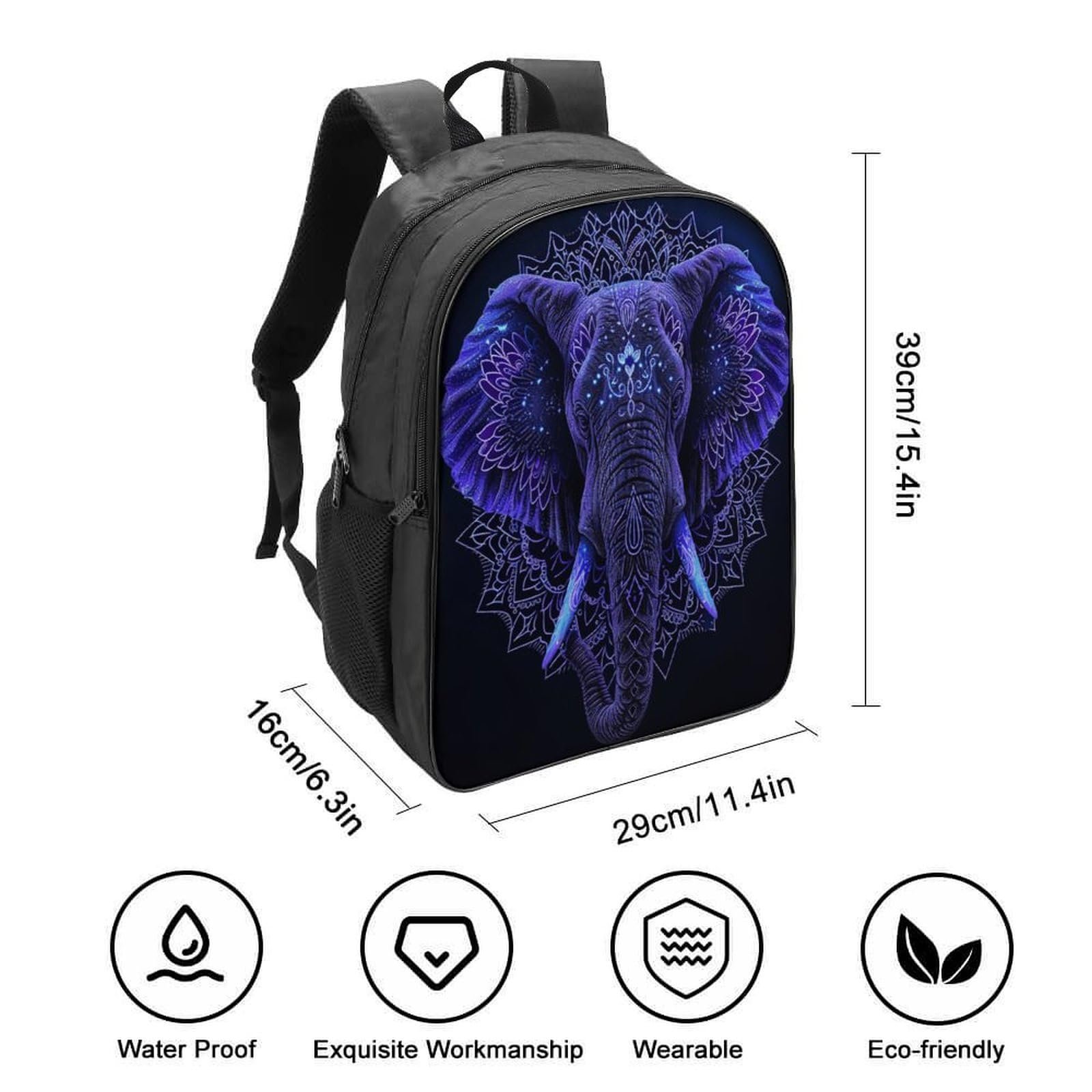 Рюкзак FPAKAKIIE Elephant 3D, детский, большой, с карманами, школьный, подарок к школе, 40x28x16 см, фото №2