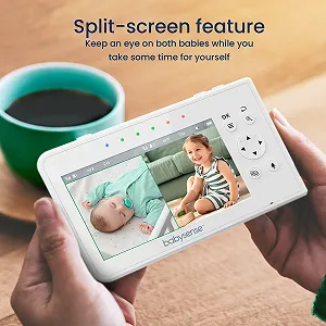 Відеоняня Babysense 4.3" Split Screen PTZ 300 м Нічне бачення Колискові synthetic.ua - Фото 1