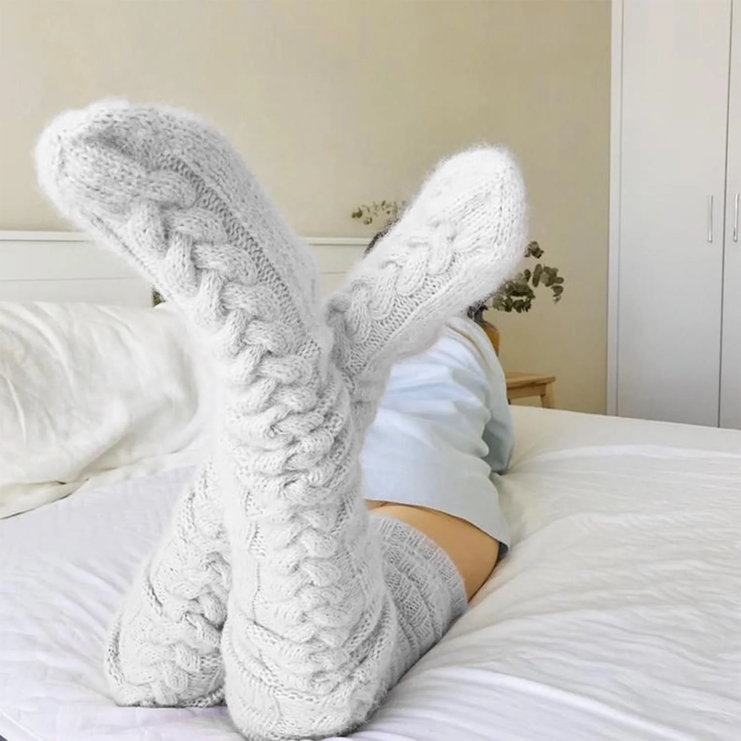 Пара длинных носков Вязаные теплые носки Длинные толстые носки для женщин, фото №4 Пара длинных носков Вязаные теплые носки Длинные толстые носки для женщин, фото №4