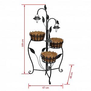Підставка для квітів з підвісними кошиками vidaXL Метал Сонячне світло synthetic.ua - Фото 1