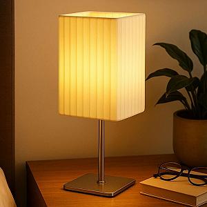 Настольная лампа GLOBO LIGHTING LED текстильная 3 Вт 250 лм 10 x 10 x 26 см Хром synthetic.ua - Фото 1