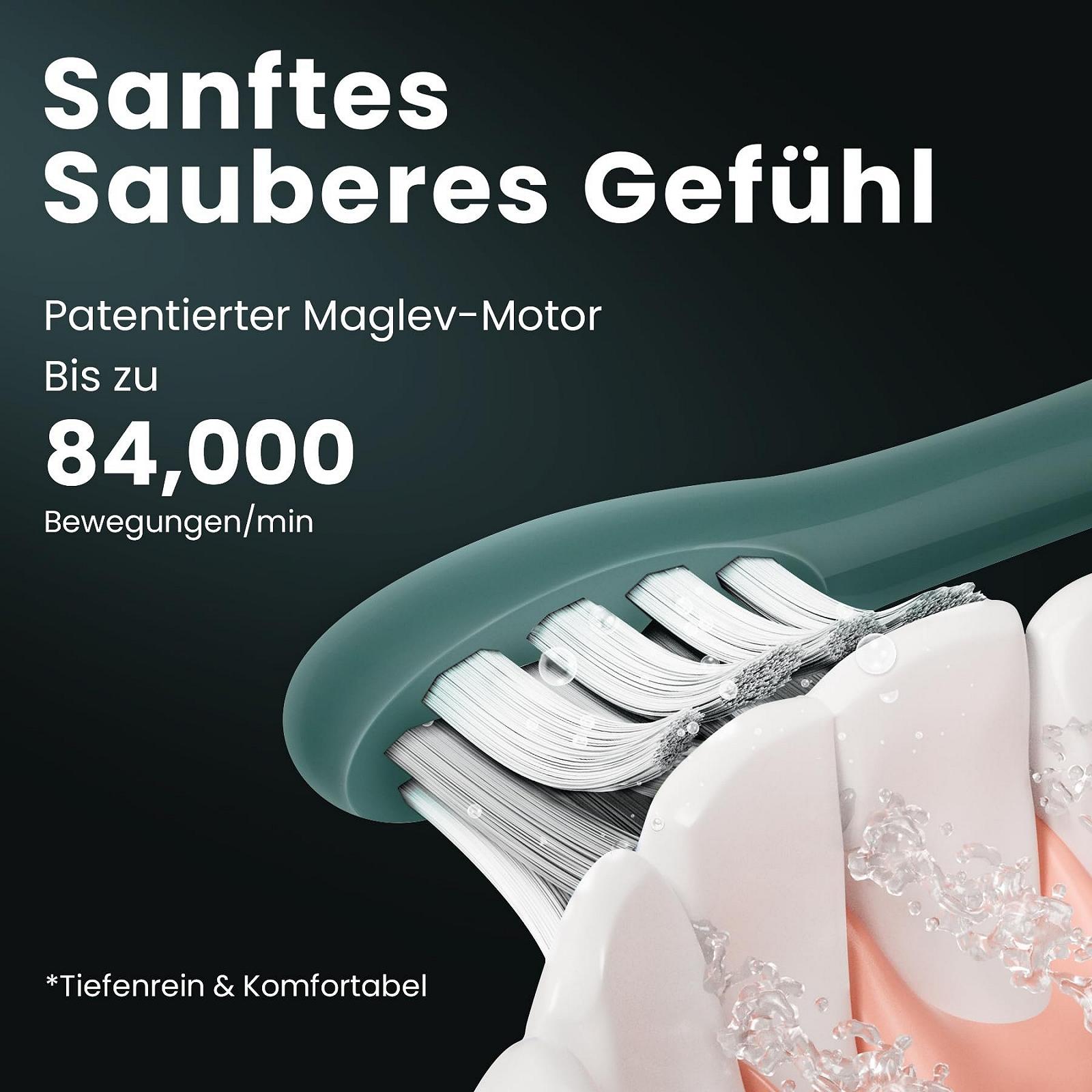 Електрична Зубна Щітка Oclean X Series Pro Gift Set, звукова, з екраном, 3 режими, 32 інтенсивності, таймер, 6 змінних голівок, дорожній чохол, зелена, фото №4