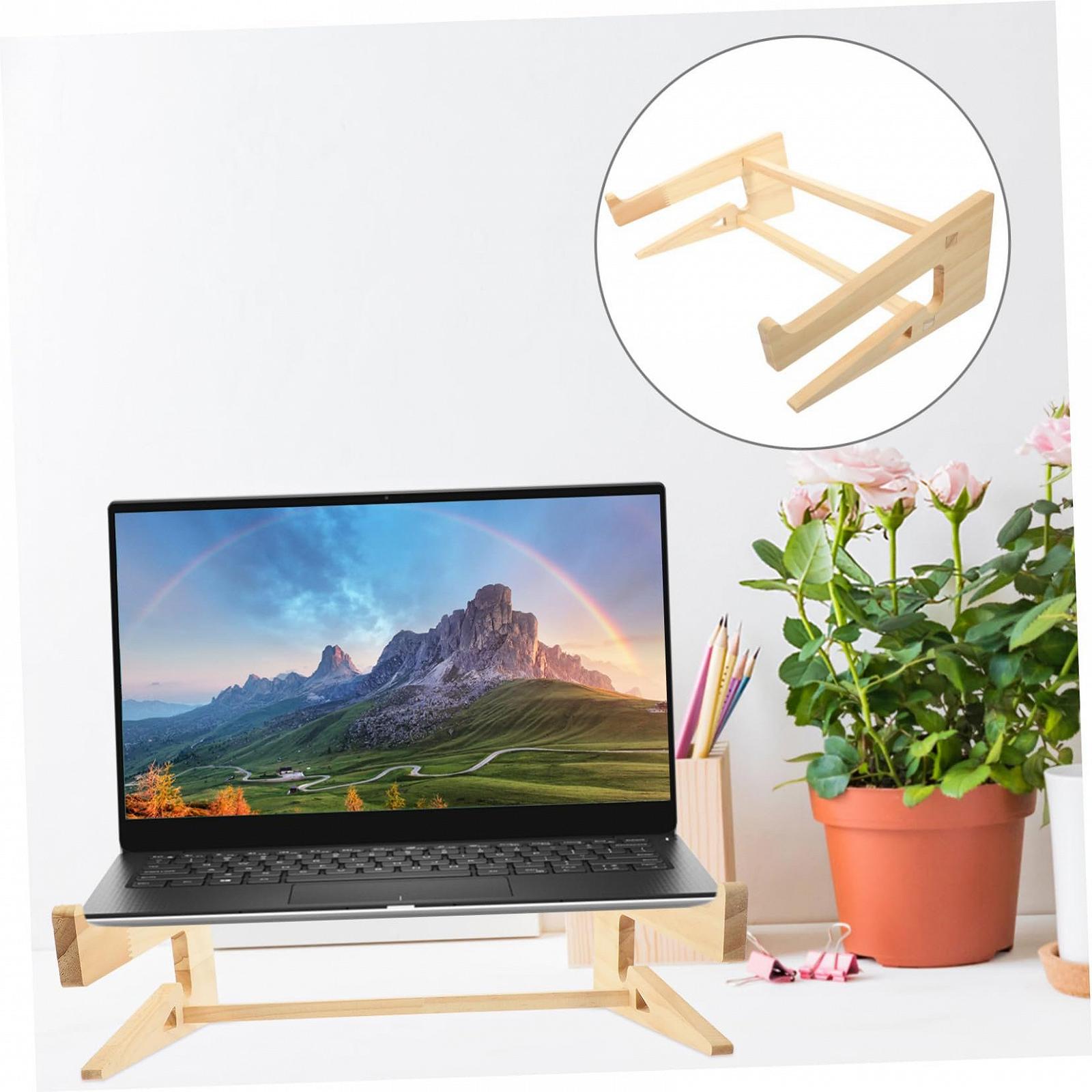 Подставка для ноутбука Деревянная Прочная Подставка для ноутбуков Нескользящая Эргономичная Подставка для поднятия на столе Способствует охлаждению и комфортной работе, фото №6