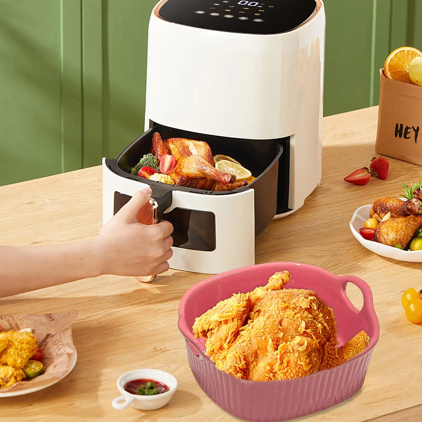 Форма для запікання керамічна 650 мл квадратна 7 дюймів з ручками Червона, фото №6