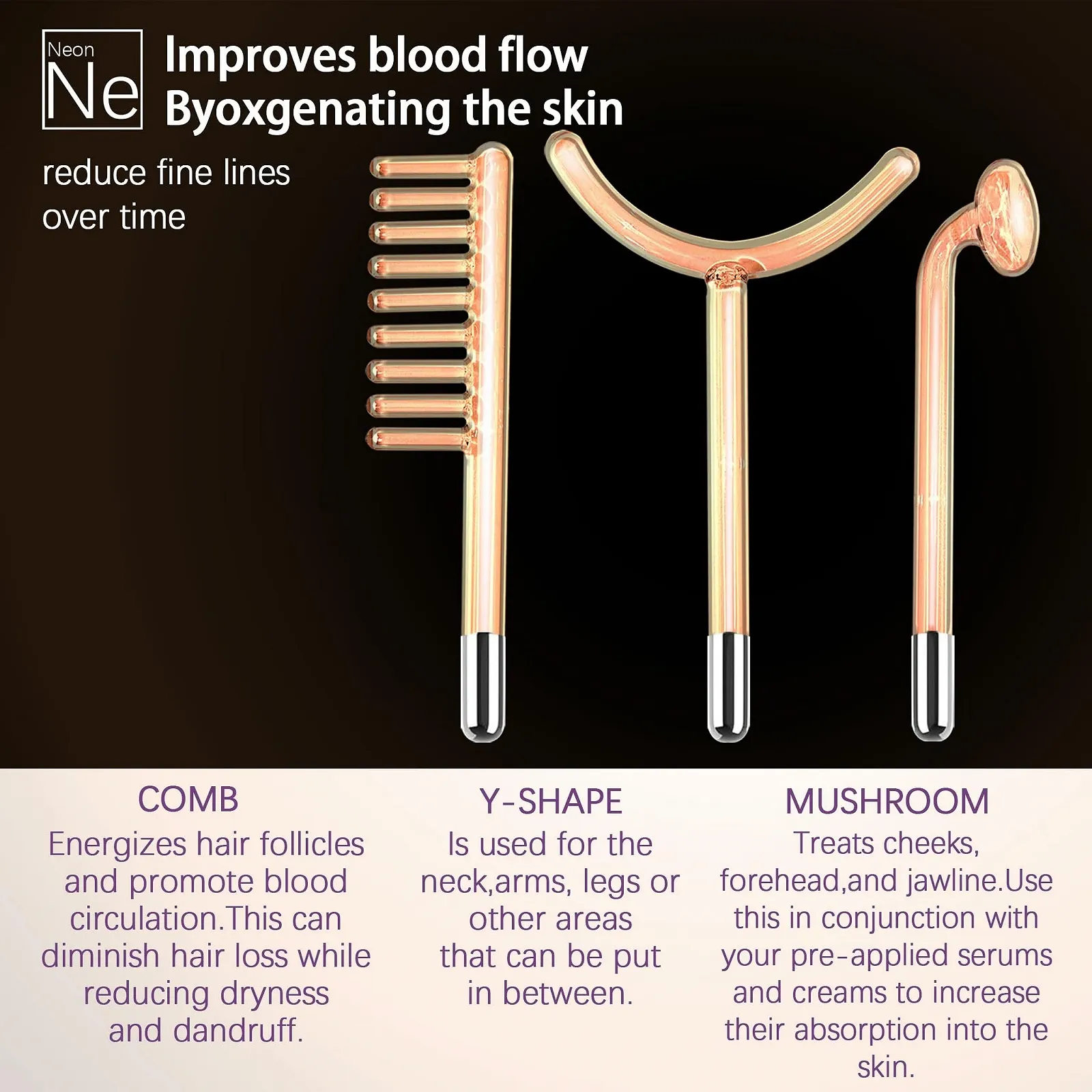 Апарат Дарсонваль High Frequency Stick 6 насадок Neon/Argon, фото №5