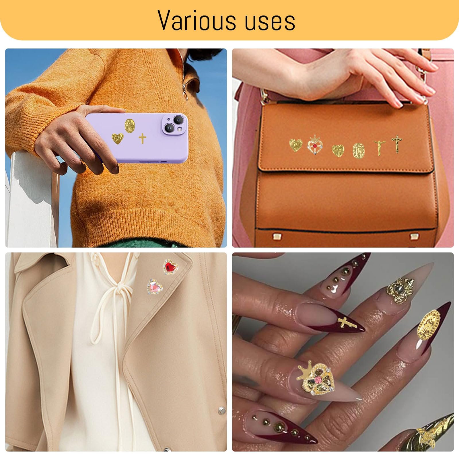 3D Підвіски для нігтів Золоті 52 шт. Високої якості зі стразами для розкішного манікюру, фото №7 3D Підвіски для нігтів Золоті 52 шт. Високої якості зі стразами для розкішного манікюру, фото №7