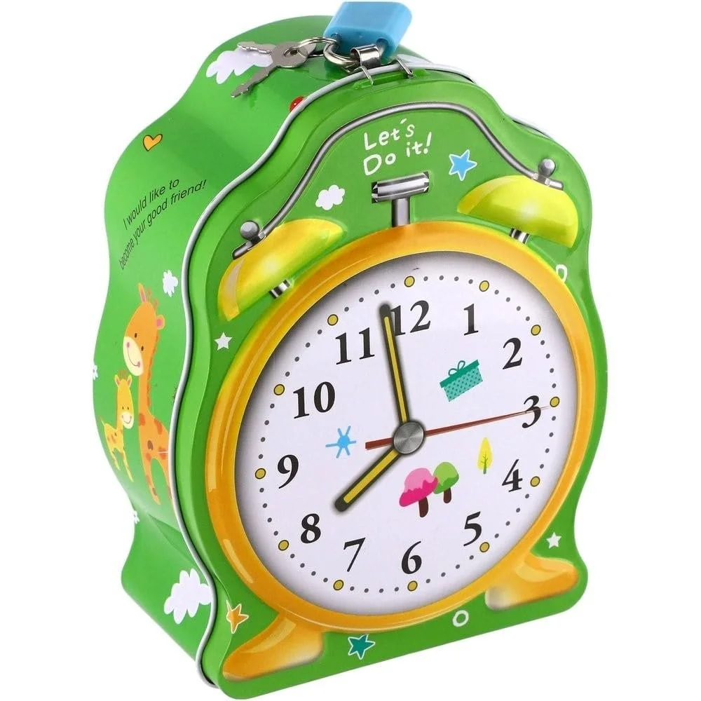 Скарбничка Металевий годинник із замком Зелена, фото №2