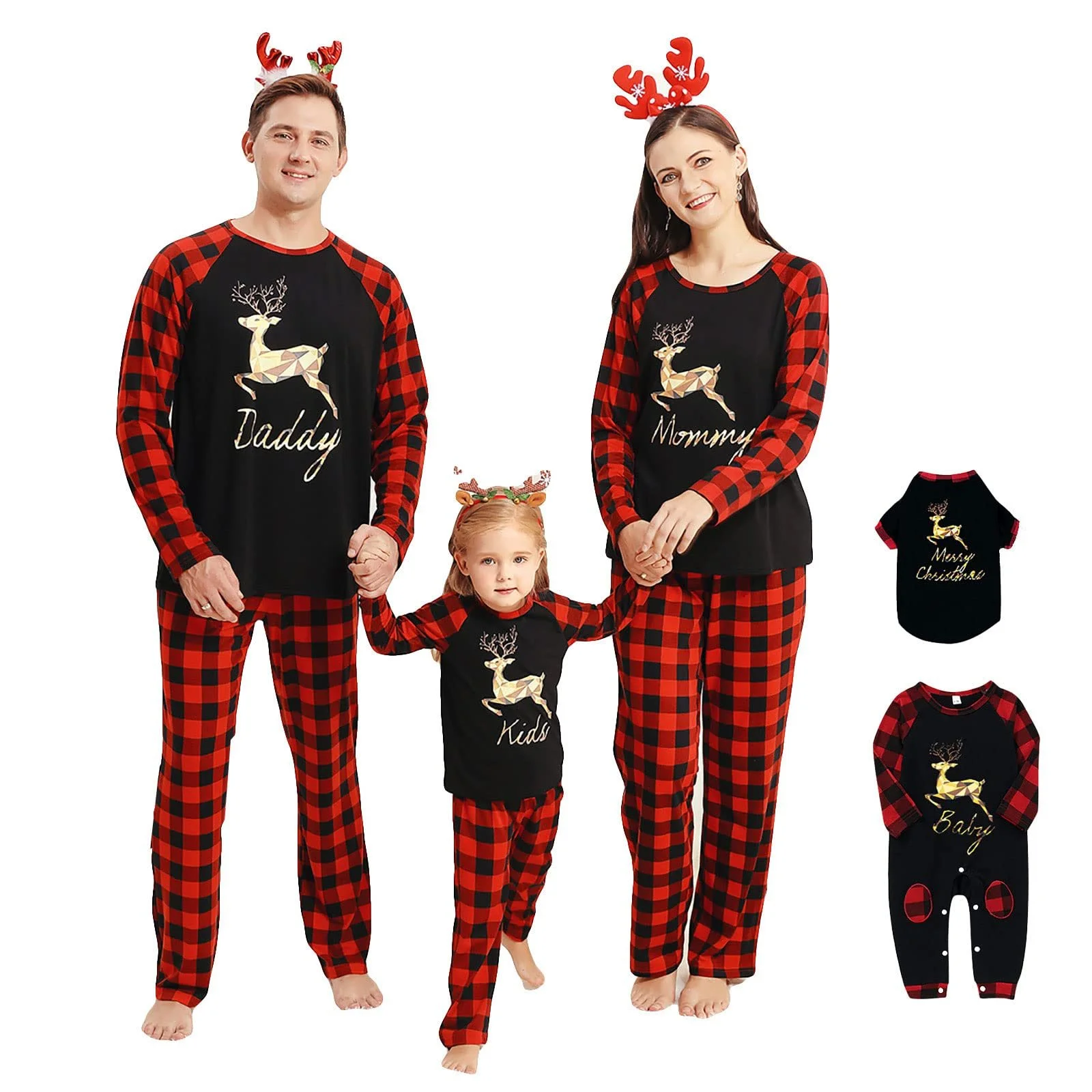 Комплект піжам Hinzonek Різдвяна сімейна Олень картата, фото №9