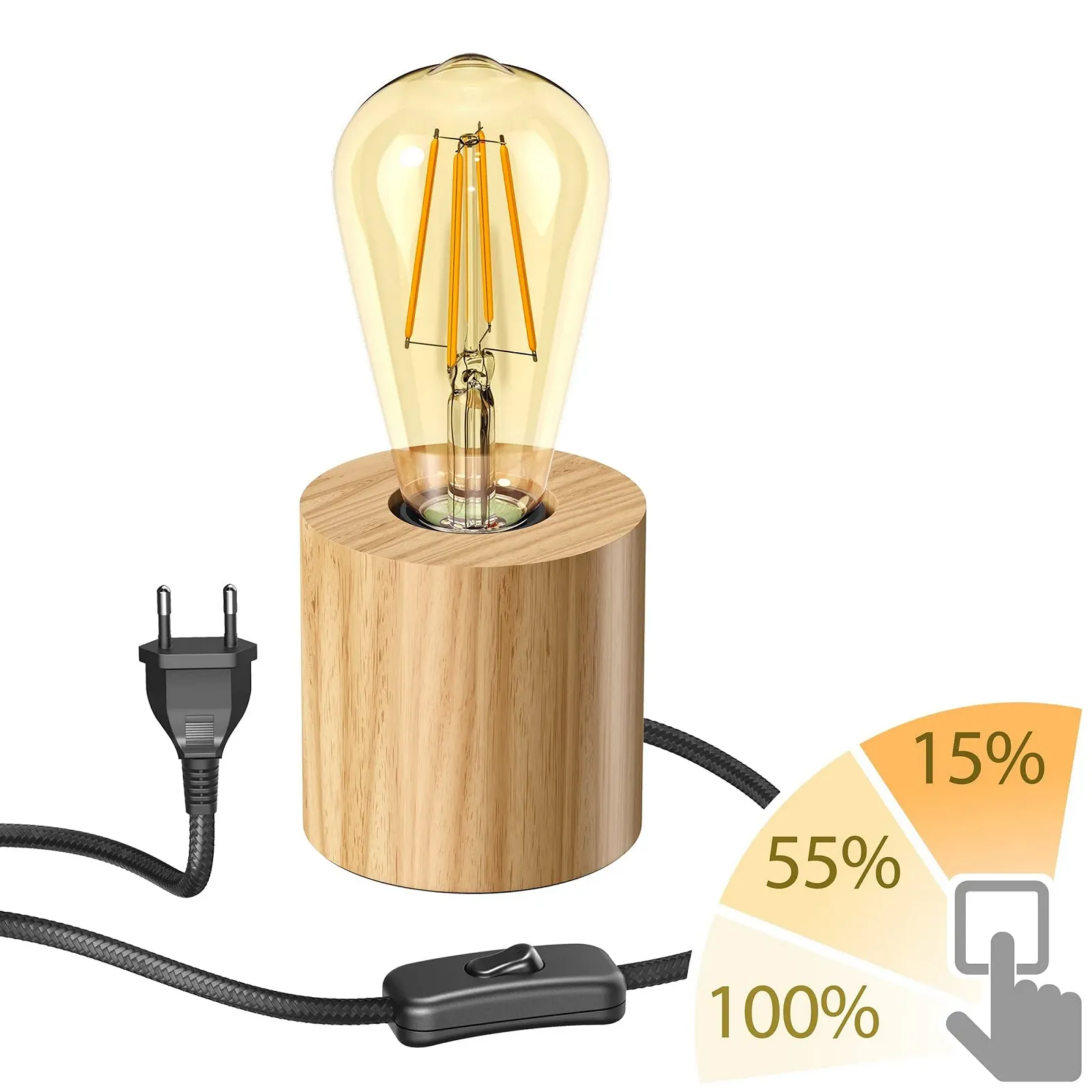 Настільна лампа ledscom.de Hito Масив дерева E27 814 лм 3 рівні яскравості Золота ретро, фото №2