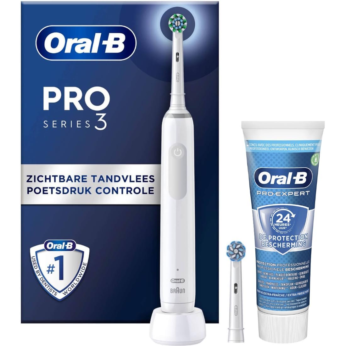Електрична зубна щітка Oral-B PRO 3 3800 White Pro-Expert Edition з зубною пастою, фото №1