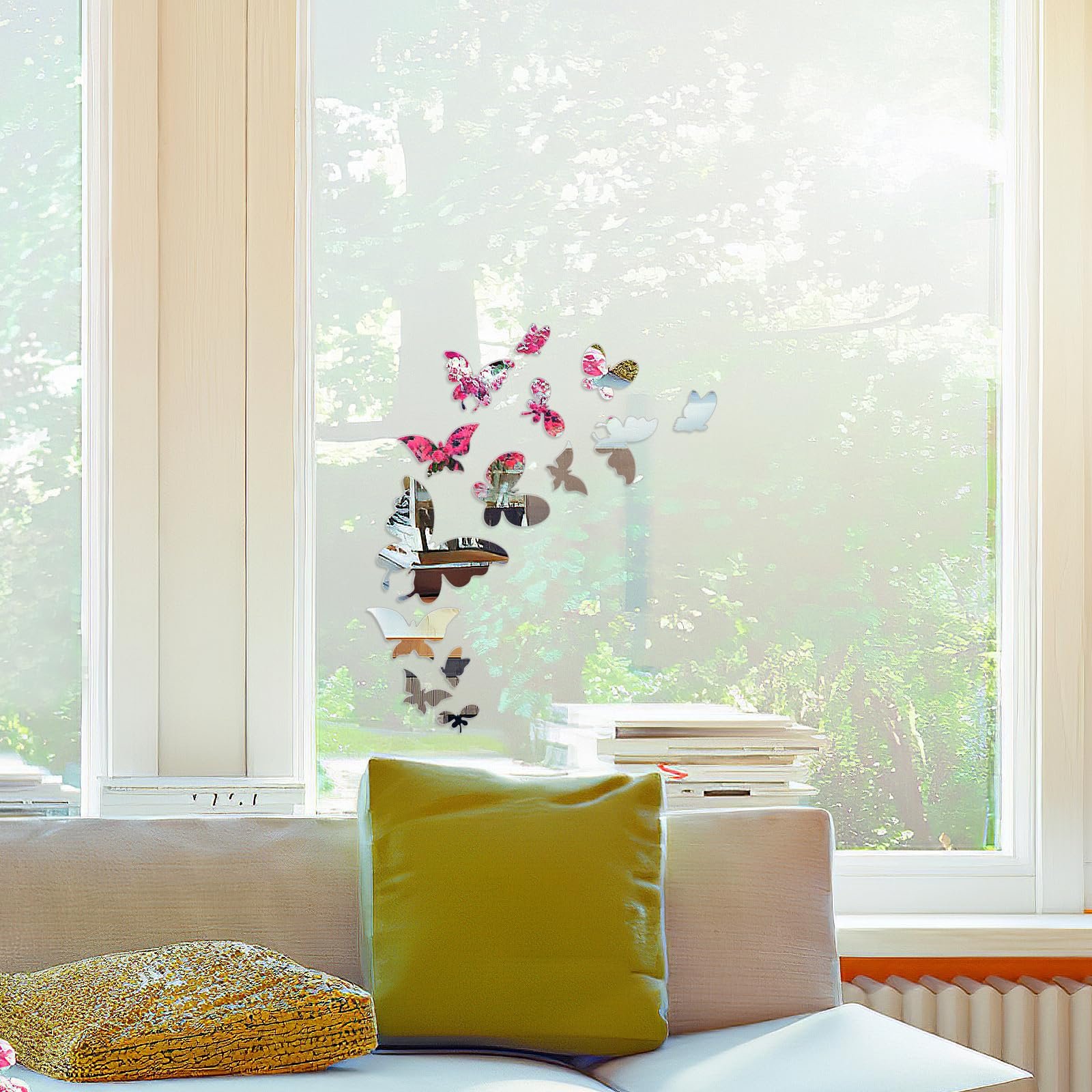 Дзеркальна 3D наклейка на стіну VORCOOL Butterfly акрилова 60 х 40 см срібляста, фото №9