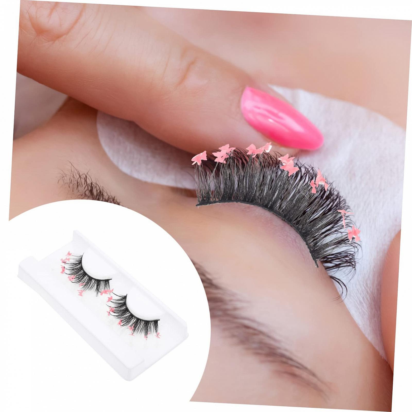 Накладные ресницы NOLITOY 2 пары с блестками, искусственные, химическое волокно, розовые, фото №7