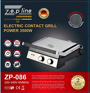 Електрогриль контактний притискний зі знімними пластинами 3500W Zepline ZP-086 synthetic.ua - Фото 1